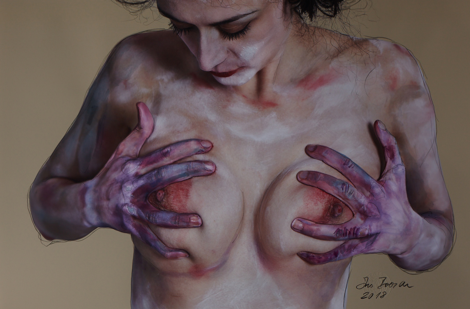 "woman nude - Homage Egon Schiele"