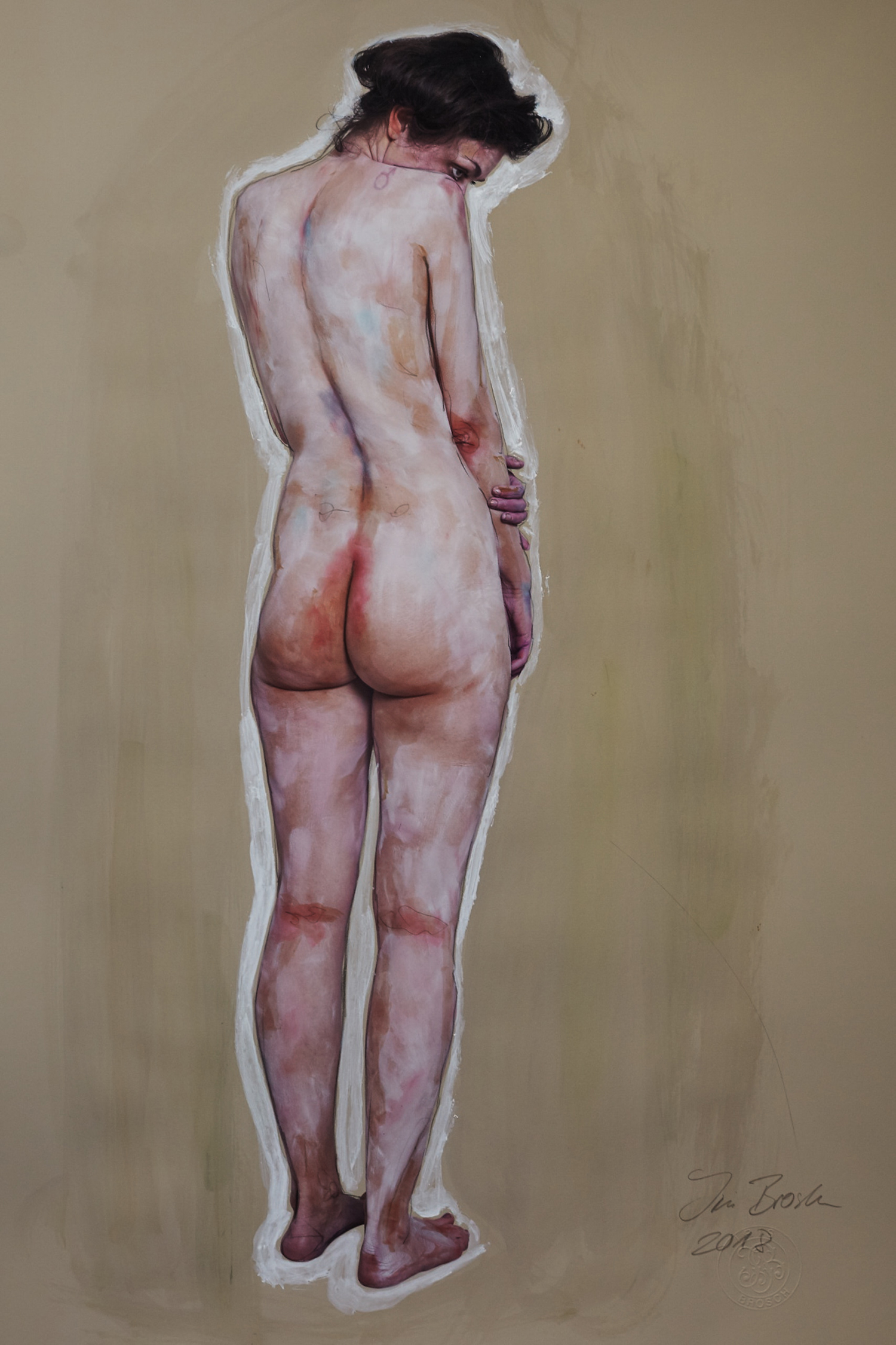 "woman nude - Homage Egon Schiele"