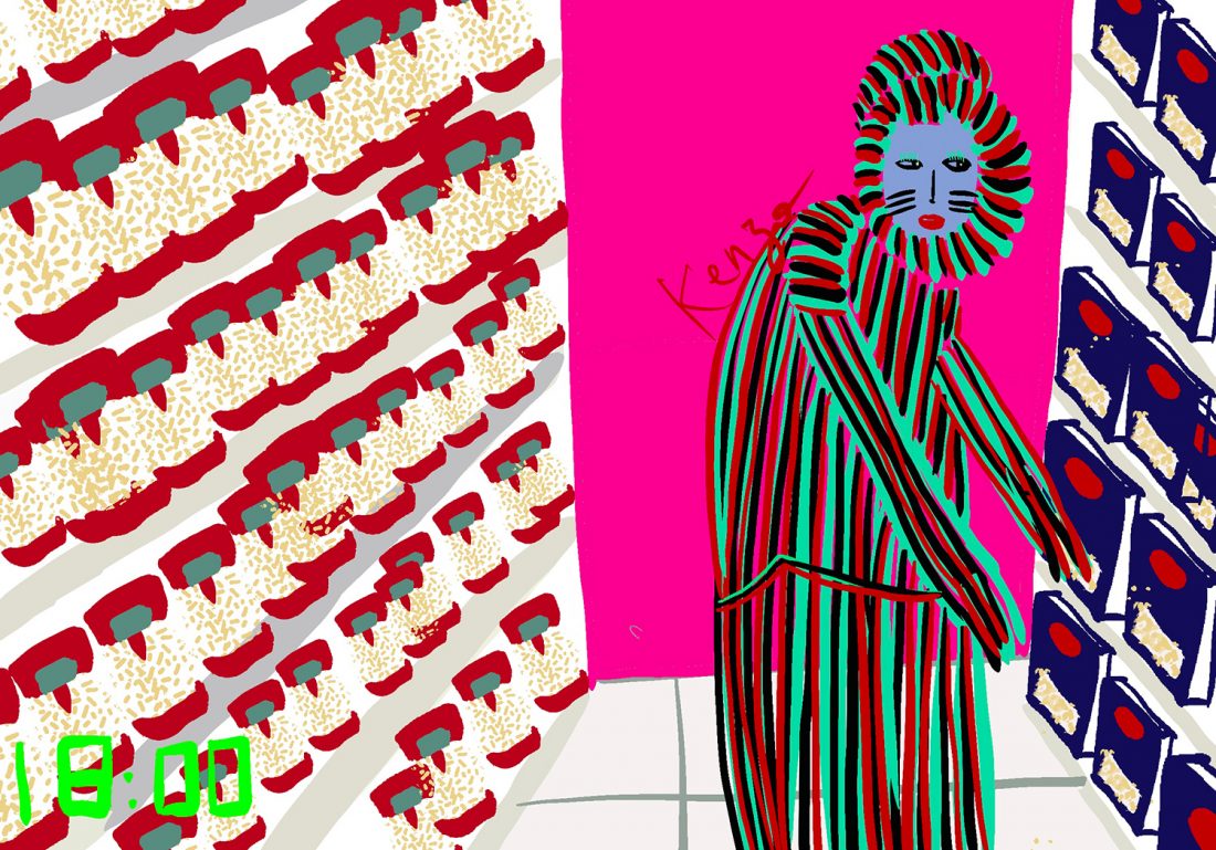 "FASHION ILLUSTRATION CAT DAILY GROCERY SHOPPING"